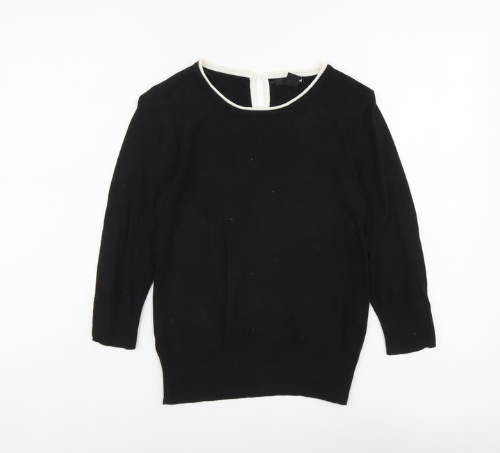 H&M Womens Black Scoop Neck Viscose Pullover Jumper Size S