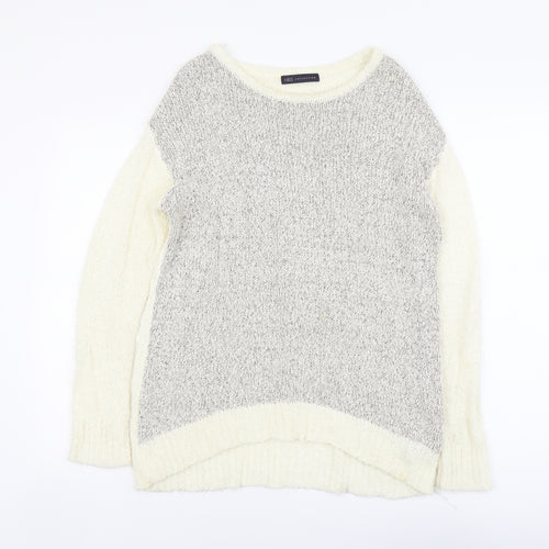 Marks and Spencer Womens Ivory Scoop Neck Acrylic Pullover Jumper Size 14