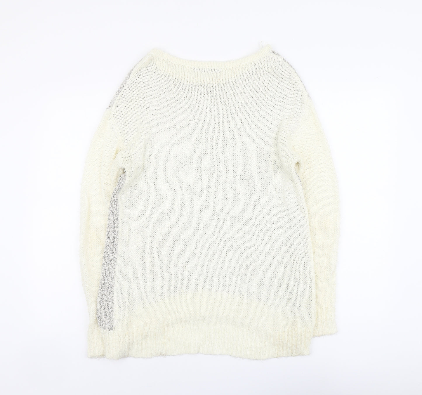 Marks and Spencer Womens Ivory Scoop Neck Acrylic Pullover Jumper Size 14