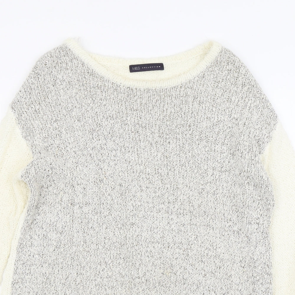 Marks and Spencer Womens Ivory Scoop Neck Acrylic Pullover Jumper Size 14