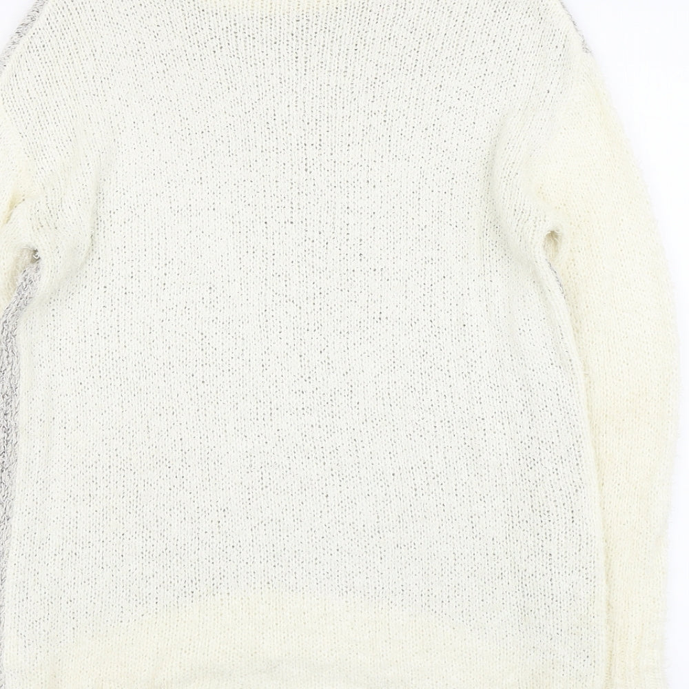 Marks and Spencer Womens Ivory Scoop Neck Acrylic Pullover Jumper Size 14
