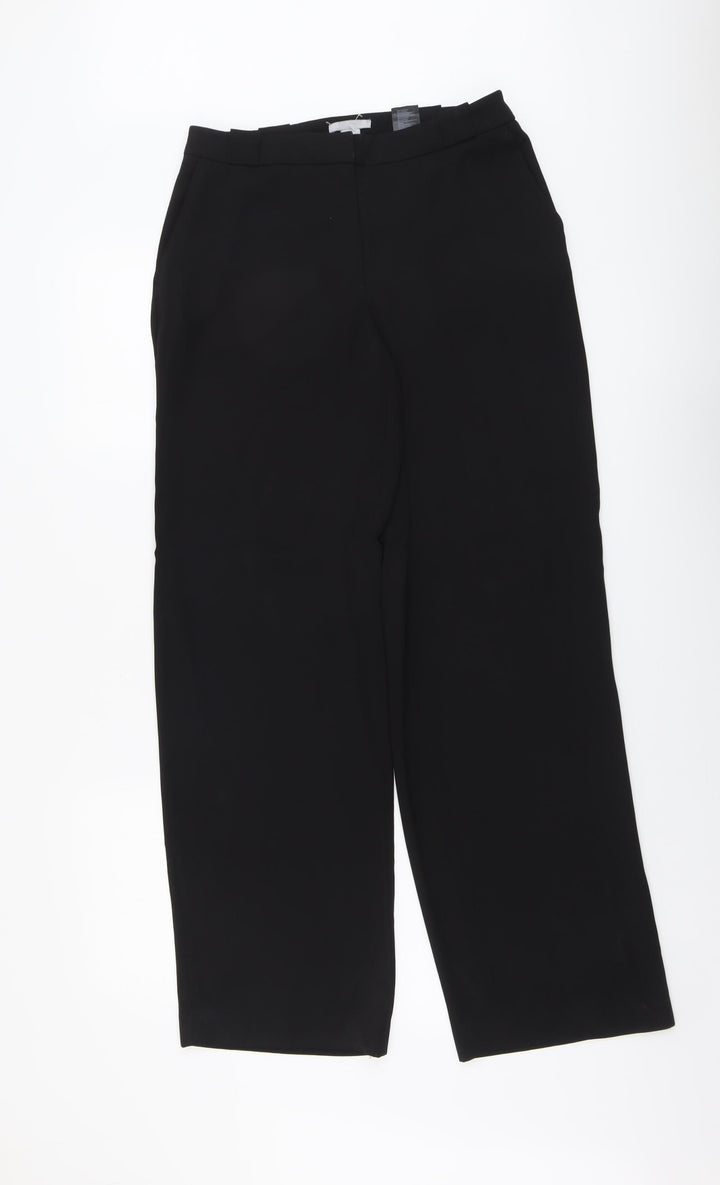 H&M Womens Black Polyester Trousers Size 10 L31 in Regular Button