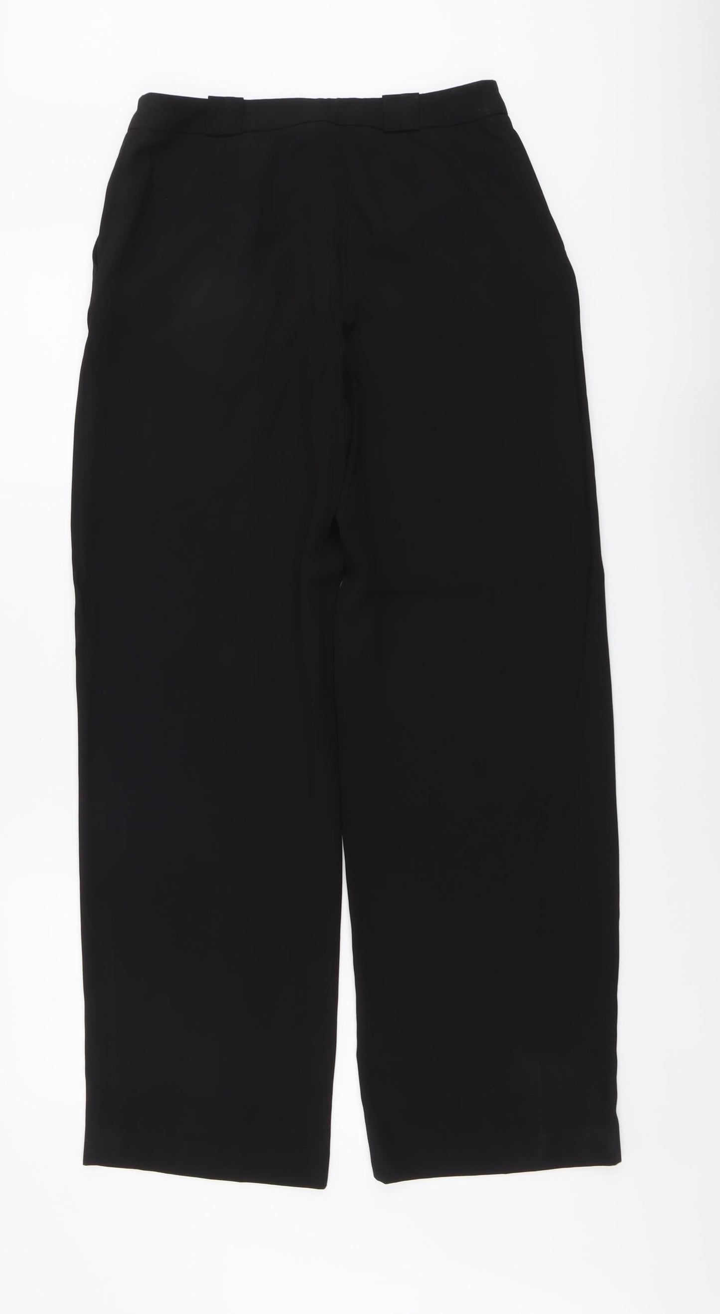 H&M Womens Black Polyester Trousers Size 10 L31 in Regular Button