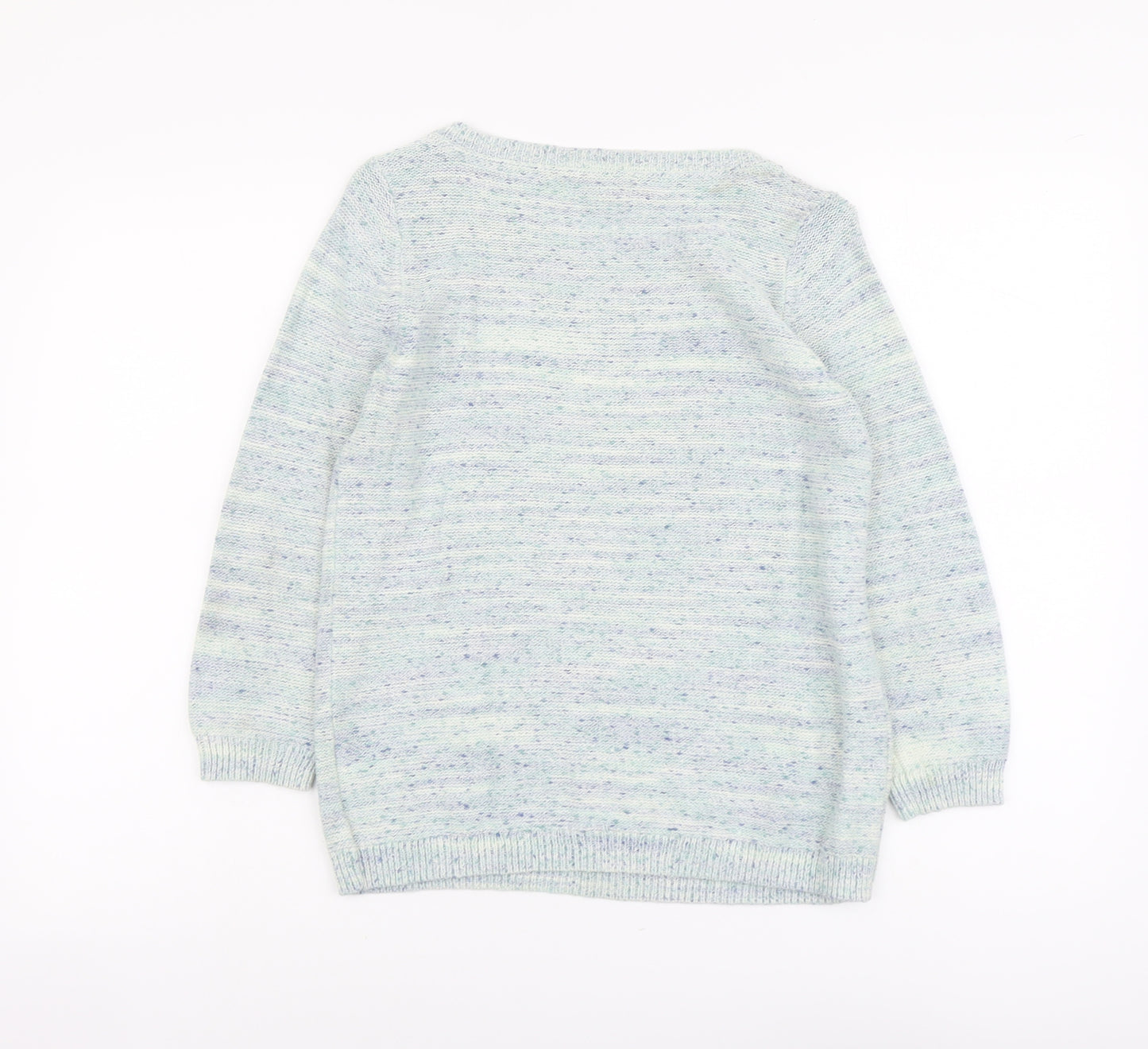 RJR.John Rocha Womens Blue Scoop Neck Cotton Pullover Jumper Size 10