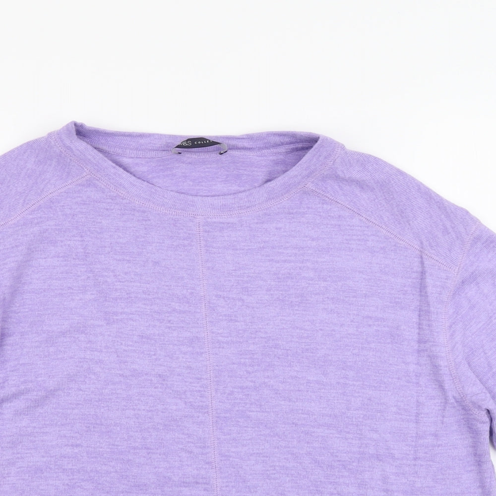 Marks and Spencer Womens Purple Round Neck Viscose Pullover Jumper Size 12