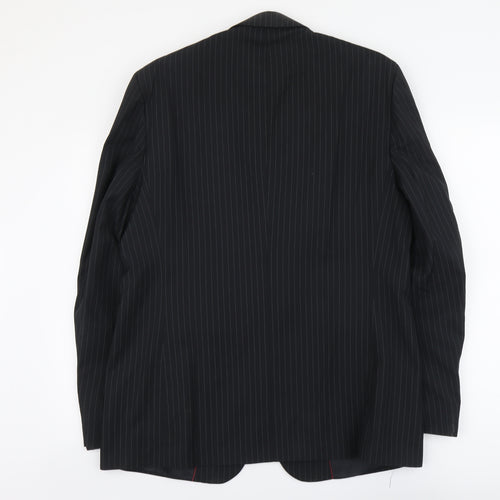Jeanne Pierre Mens Black Striped Polyester Jacket Suit Jacket Size L Regular