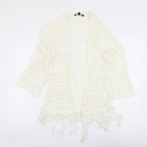 New Look Womens Ivory V-Neck Acrylic Cardigan Jumper Size S