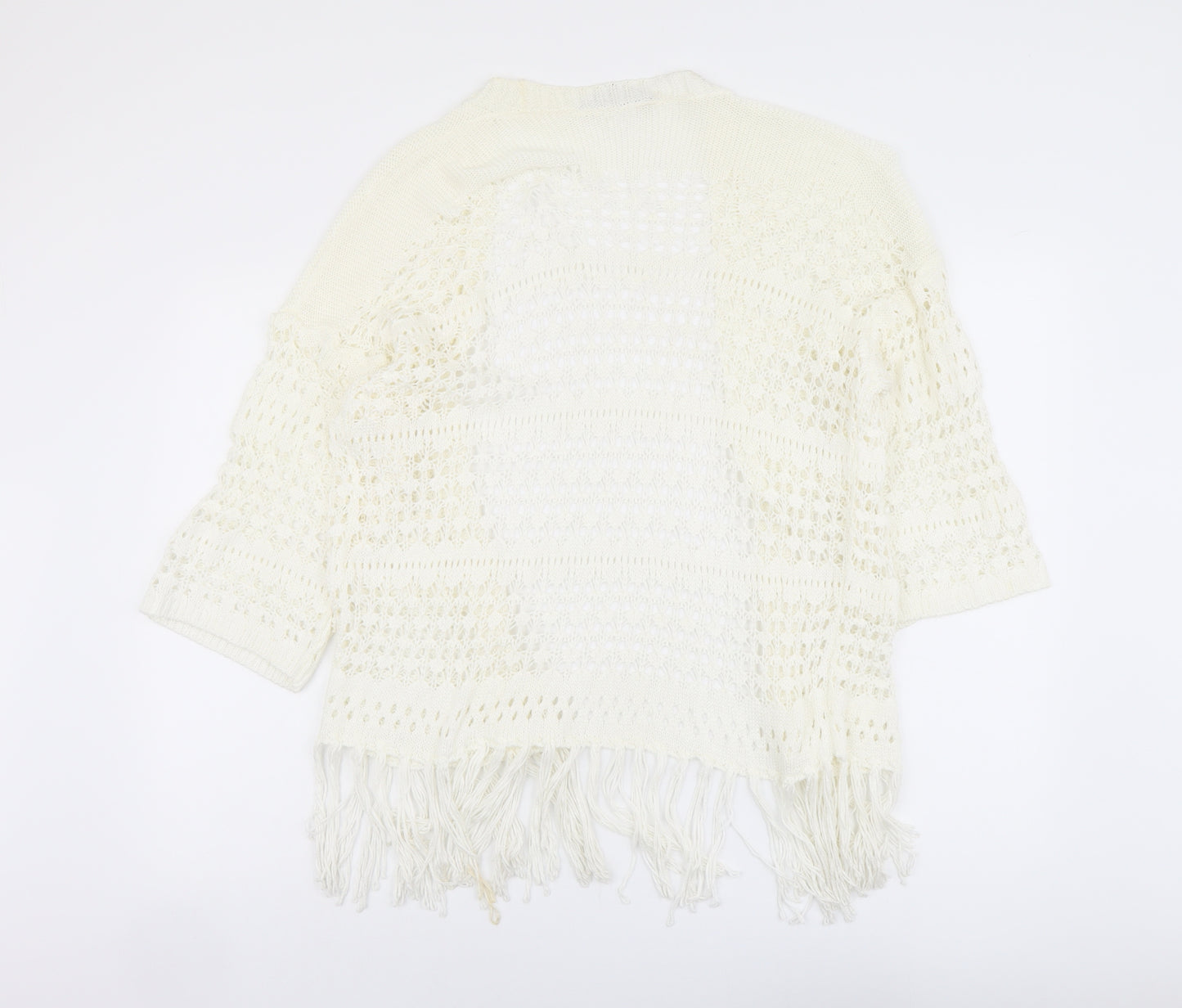 New Look Womens Ivory V-Neck Acrylic Cardigan Jumper Size S