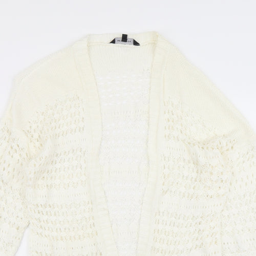 New Look Womens Ivory V-Neck Acrylic Cardigan Jumper Size S