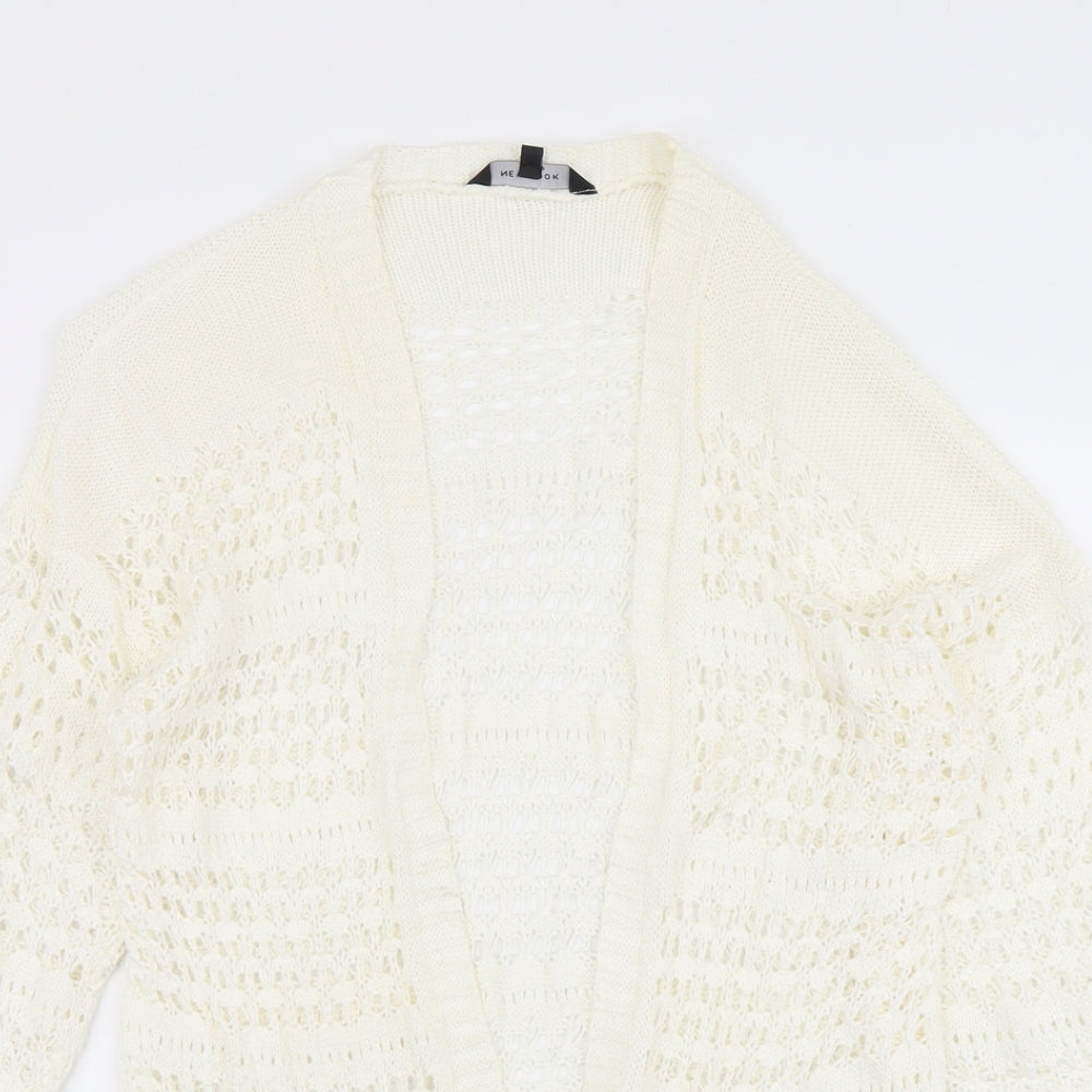 New Look Womens Ivory V-Neck Acrylic Cardigan Jumper Size S