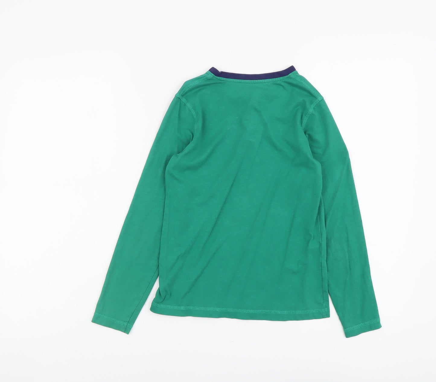 George Boys Green Cotton Basic T-Shirt Size 9-10 Years Round Neck Button
