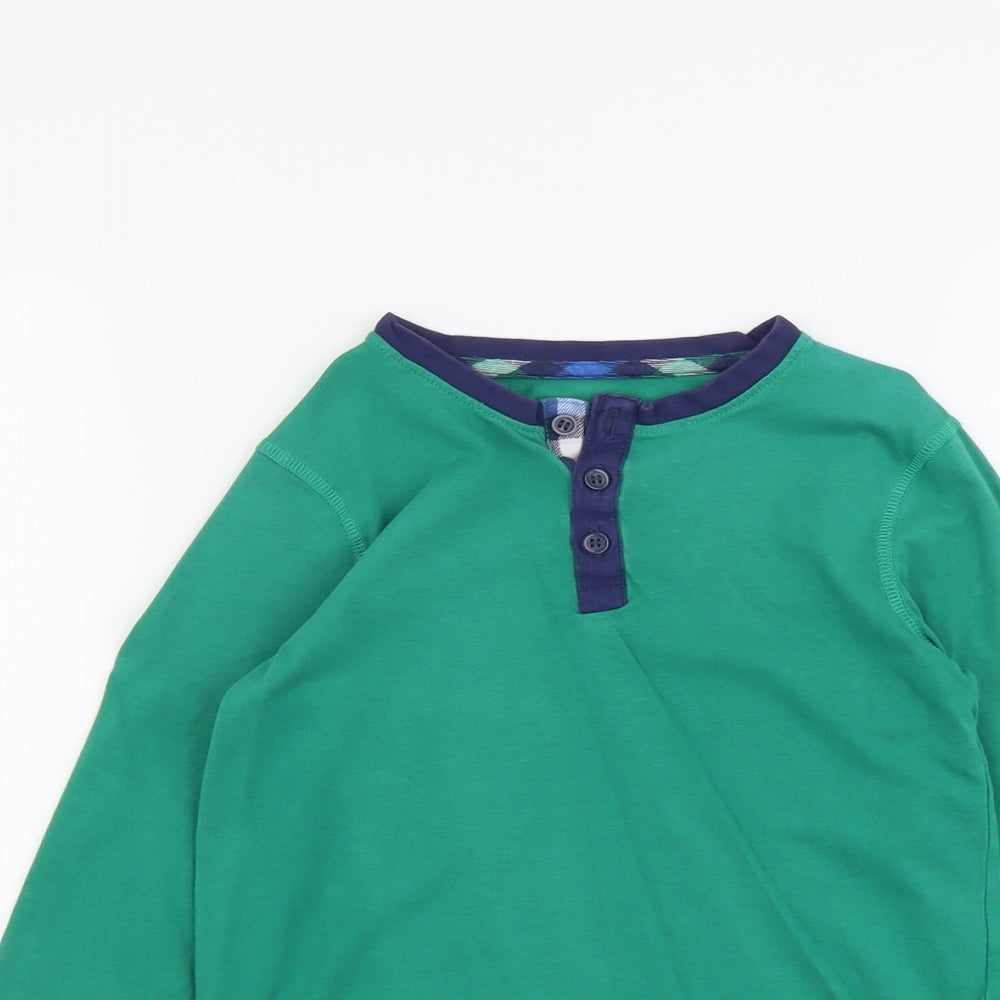 George Boys Green Cotton Basic T-Shirt Size 9-10 Years Round Neck Button
