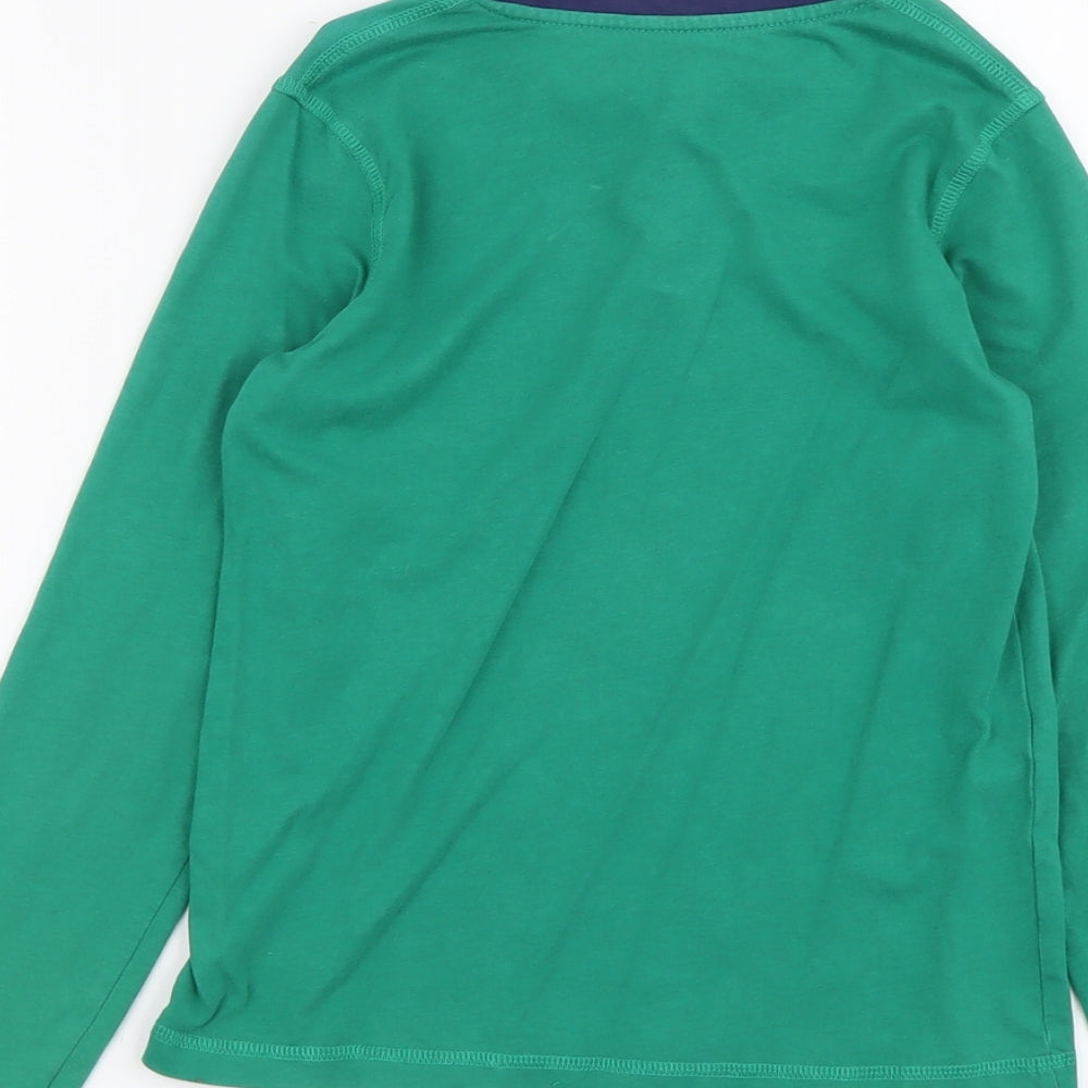 George Boys Green Cotton Basic T-Shirt Size 9-10 Years Round Neck Button