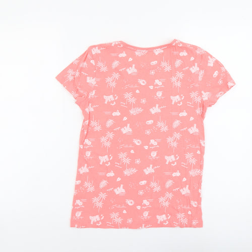 Primark Womens Orange Geometric Cotton Basic T-Shirt Size 2XS Round Neck - Tropical Print