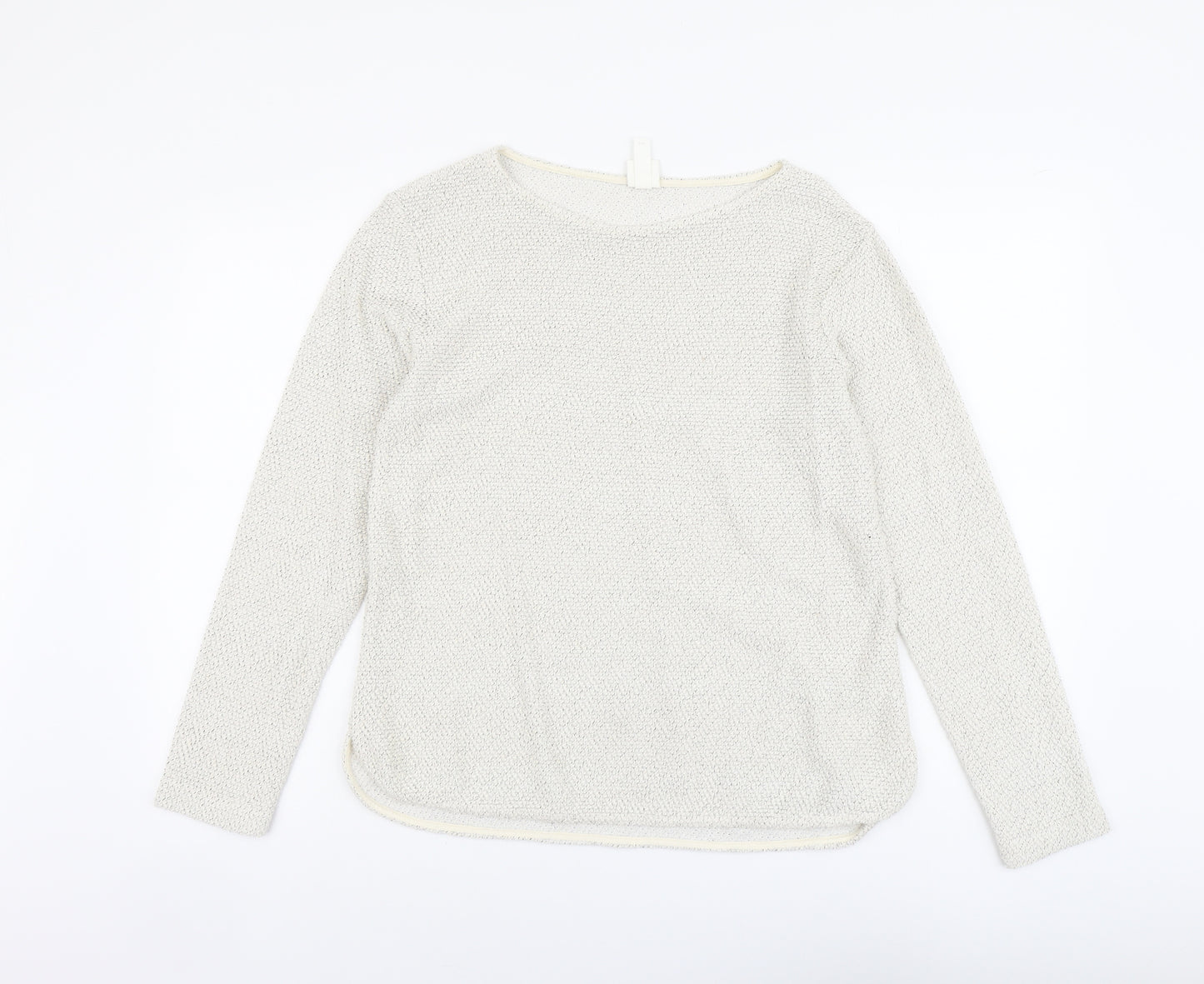 H&M Womens Beige Boat Neck Acrylic Pullover Jumper Size S