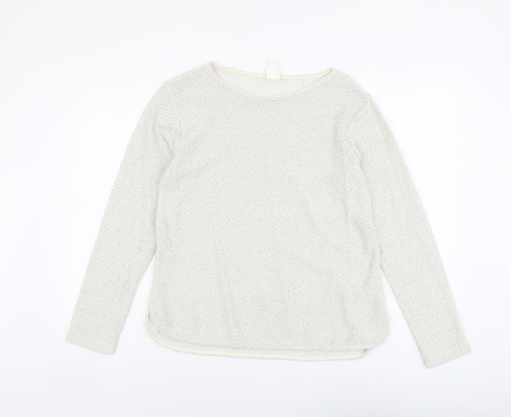 H&M Womens Beige Boat Neck Acrylic Pullover Jumper Size S