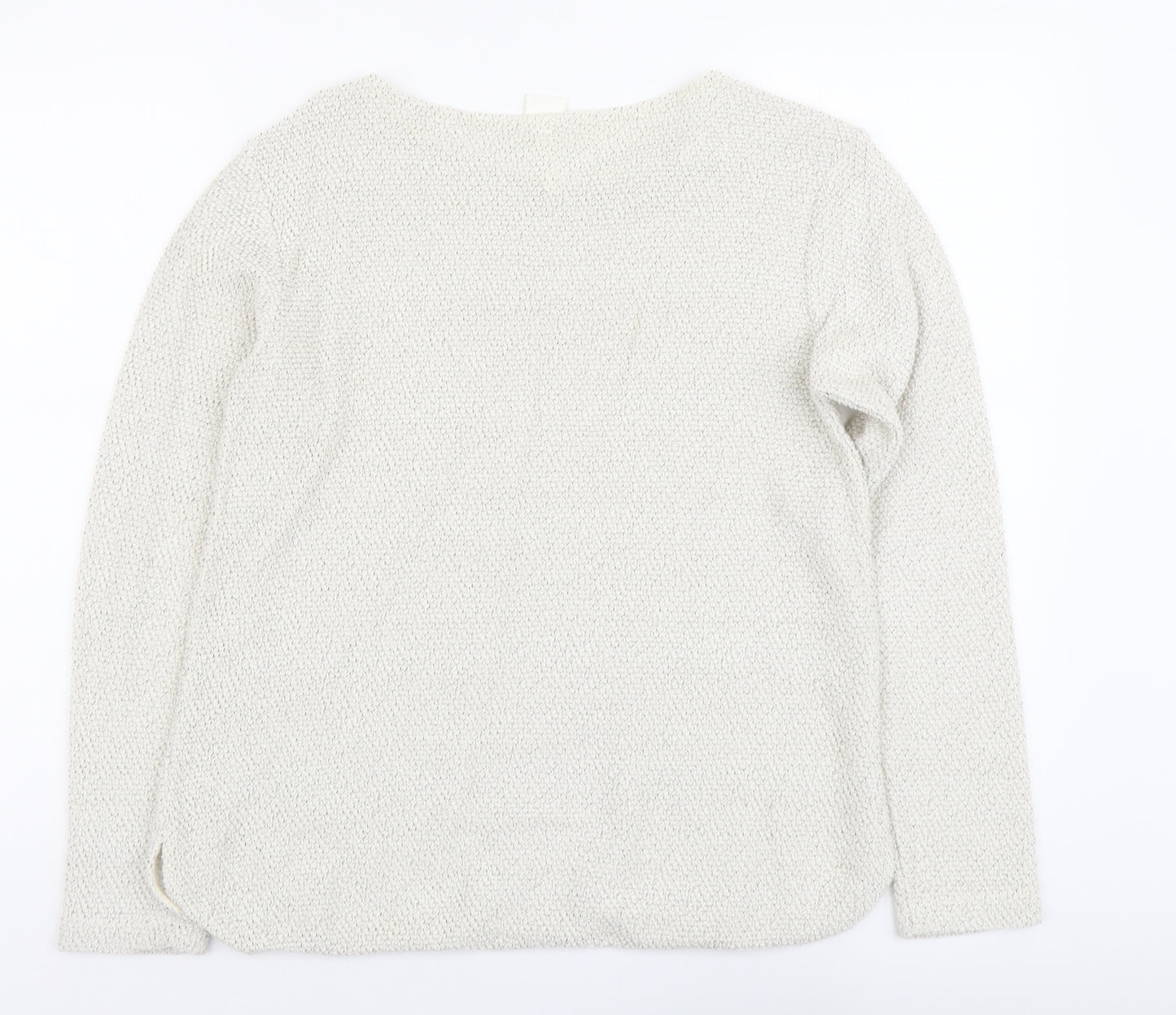 H&M Womens Beige Boat Neck Acrylic Pullover Jumper Size S