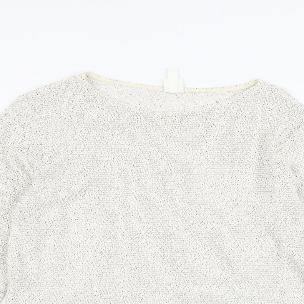 H&M Womens Beige Boat Neck Acrylic Pullover Jumper Size S