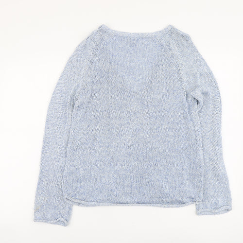 H&M Womens Blue V-Neck Acrylic Pullover Jumper Size S