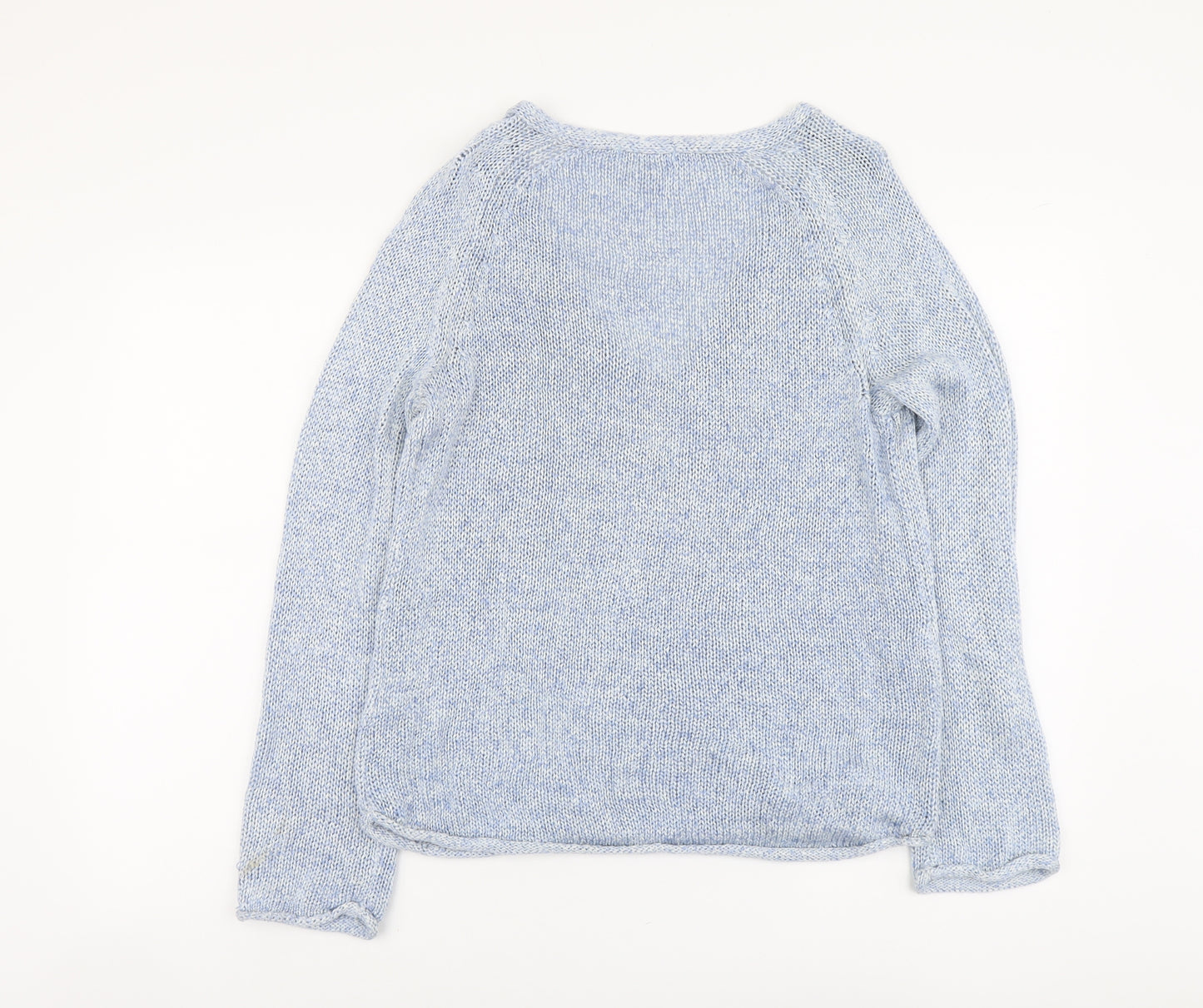H&M Womens Blue V-Neck Acrylic Pullover Jumper Size S