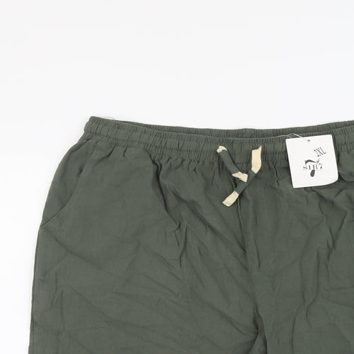 Sir 7 Womens Green Cotton Chino Shorts Size 2XL L9 in Regular Drawstring