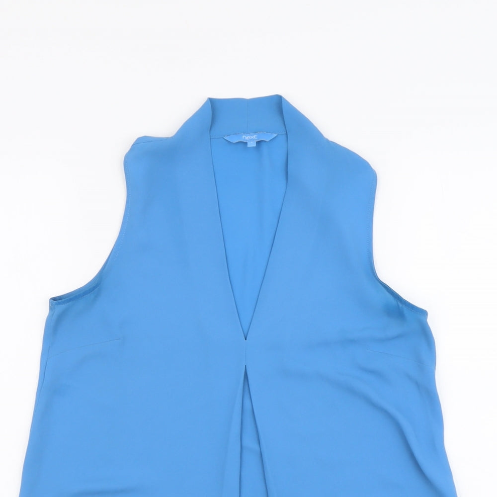 NEXT Womens Blue Polyester Basic Tank Size 8 V-Neck