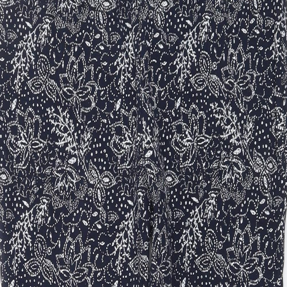 Bonmarché Womens Blue Floral Cotton Capri Leggings Size 16 L20 in