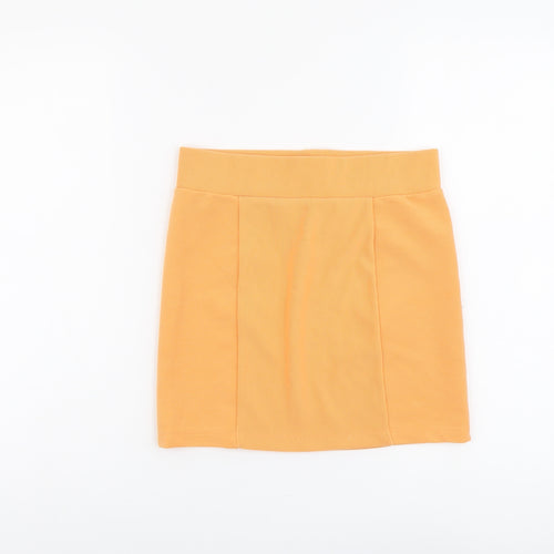 H&M Womens Orange Polyester Mini Skirt Size 10