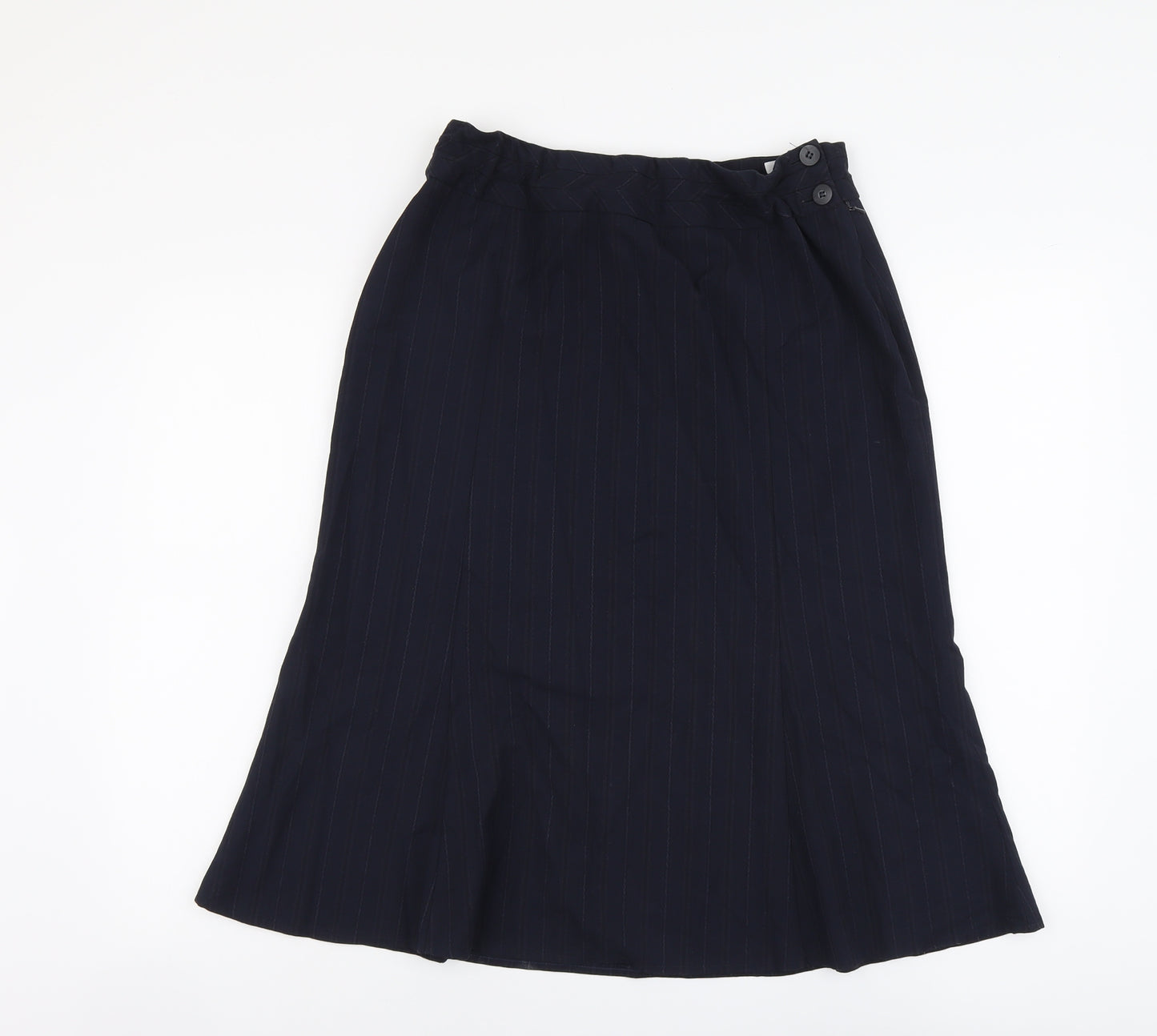 NEXT Womens Black Striped Polyester Swing Skirt Size 14 Zip