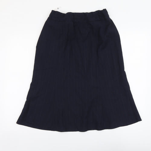 NEXT Womens Black Striped Polyester Swing Skirt Size 14 Zip