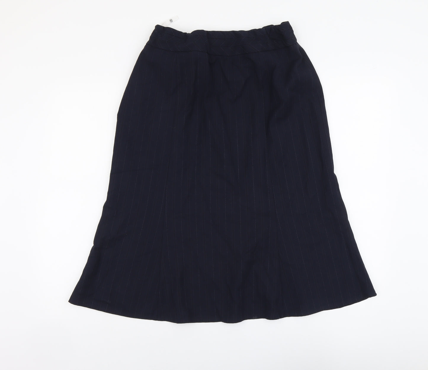 NEXT Womens Black Striped Polyester Swing Skirt Size 14 Zip