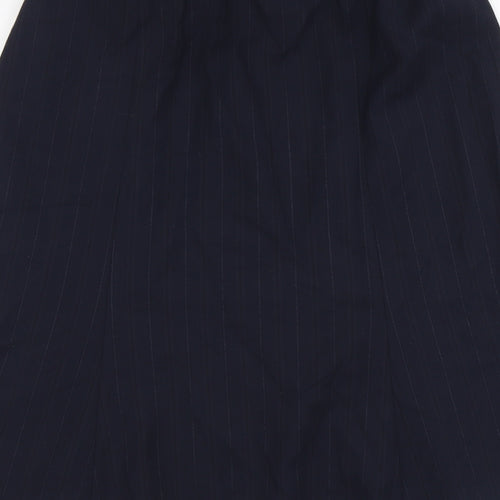 NEXT Womens Black Striped Polyester Swing Skirt Size 14 Zip