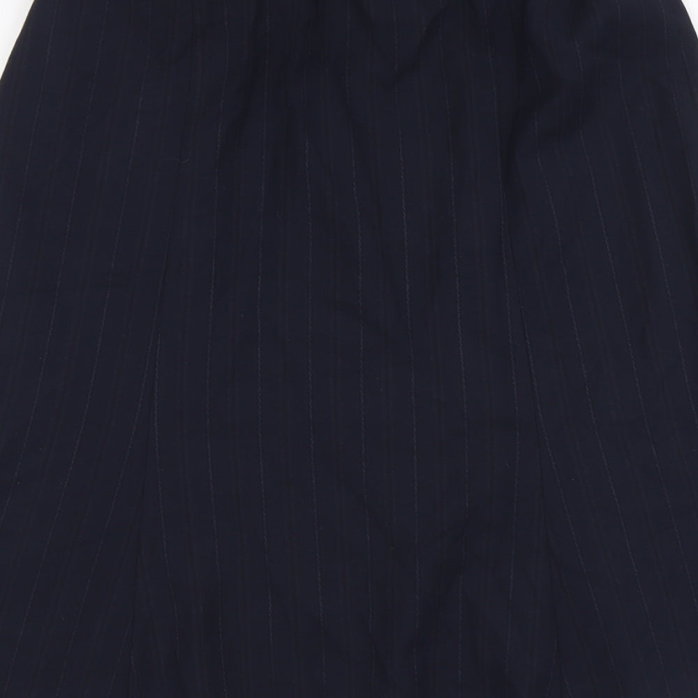 NEXT Womens Black Striped Polyester Swing Skirt Size 14 Zip