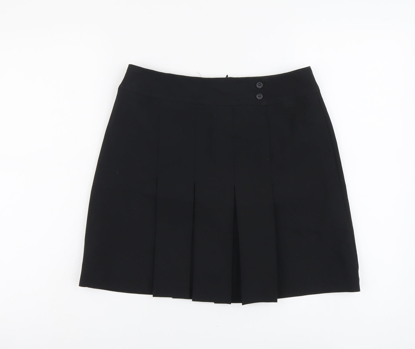 AMARANTO Womens Black Polyester Pleated Skirt Size 10 Zip