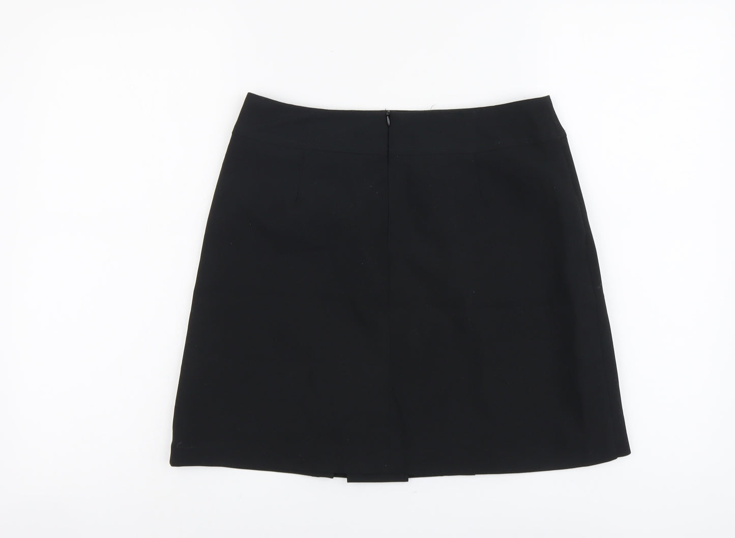 AMARANTO Womens Black Polyester Pleated Skirt Size 10 Zip