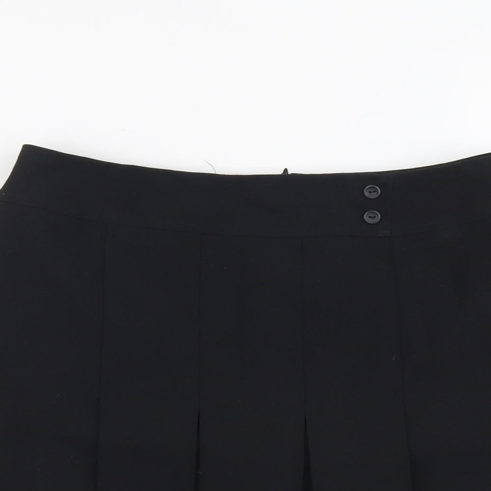 AMARANTO Womens Black Polyester Pleated Skirt Size 10 Zip