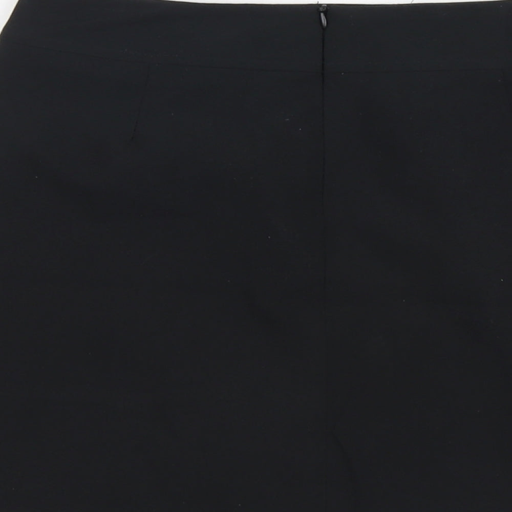 AMARANTO Womens Black Polyester Pleated Skirt Size 10 Zip