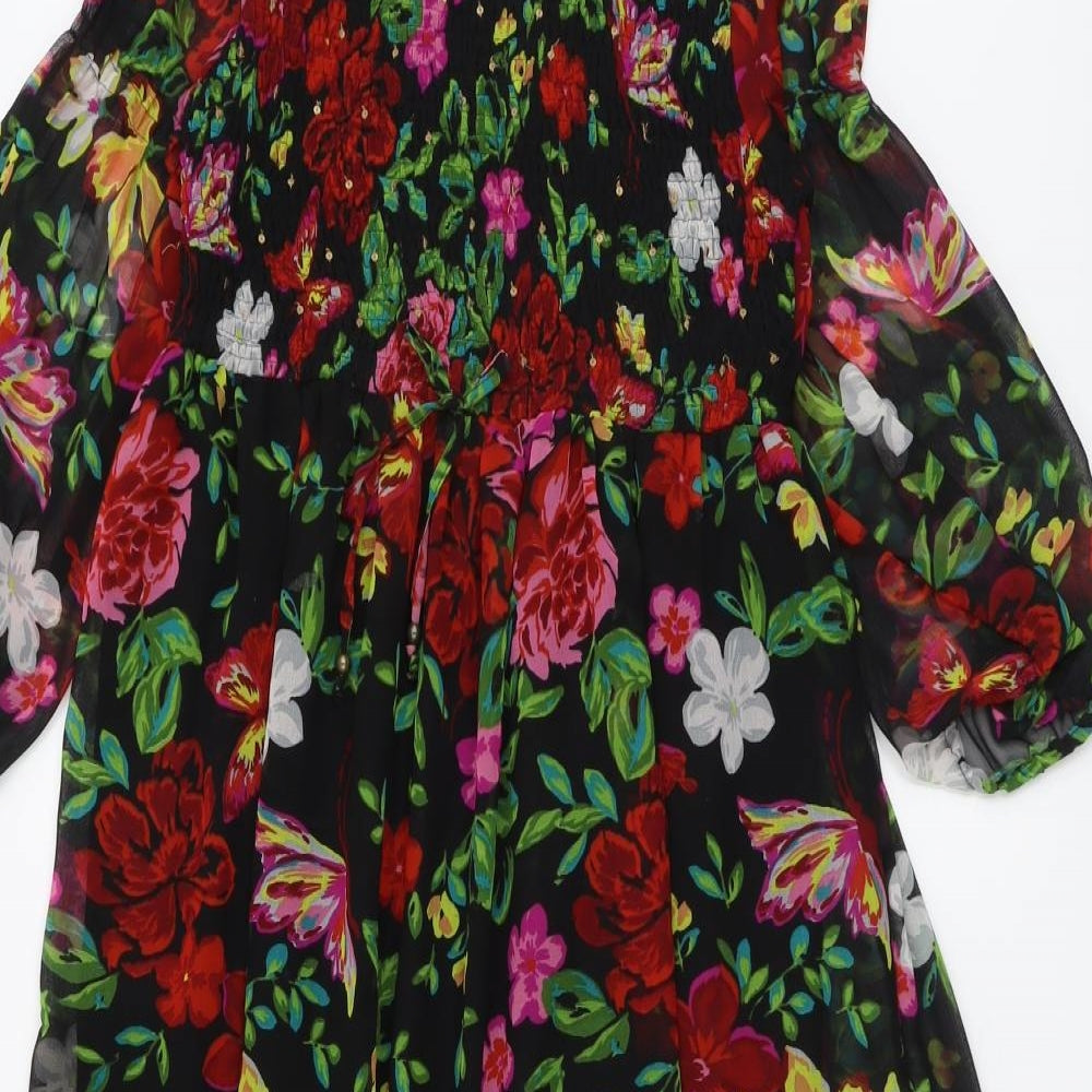 NEXT Womens Multicoloured Floral Polyester Trapeze & Swing Size 12 Round Neck Button