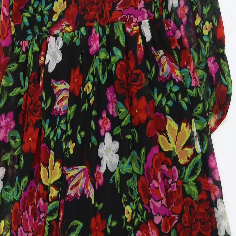 NEXT Womens Multicoloured Floral Polyester Trapeze & Swing Size 12 Round Neck Button