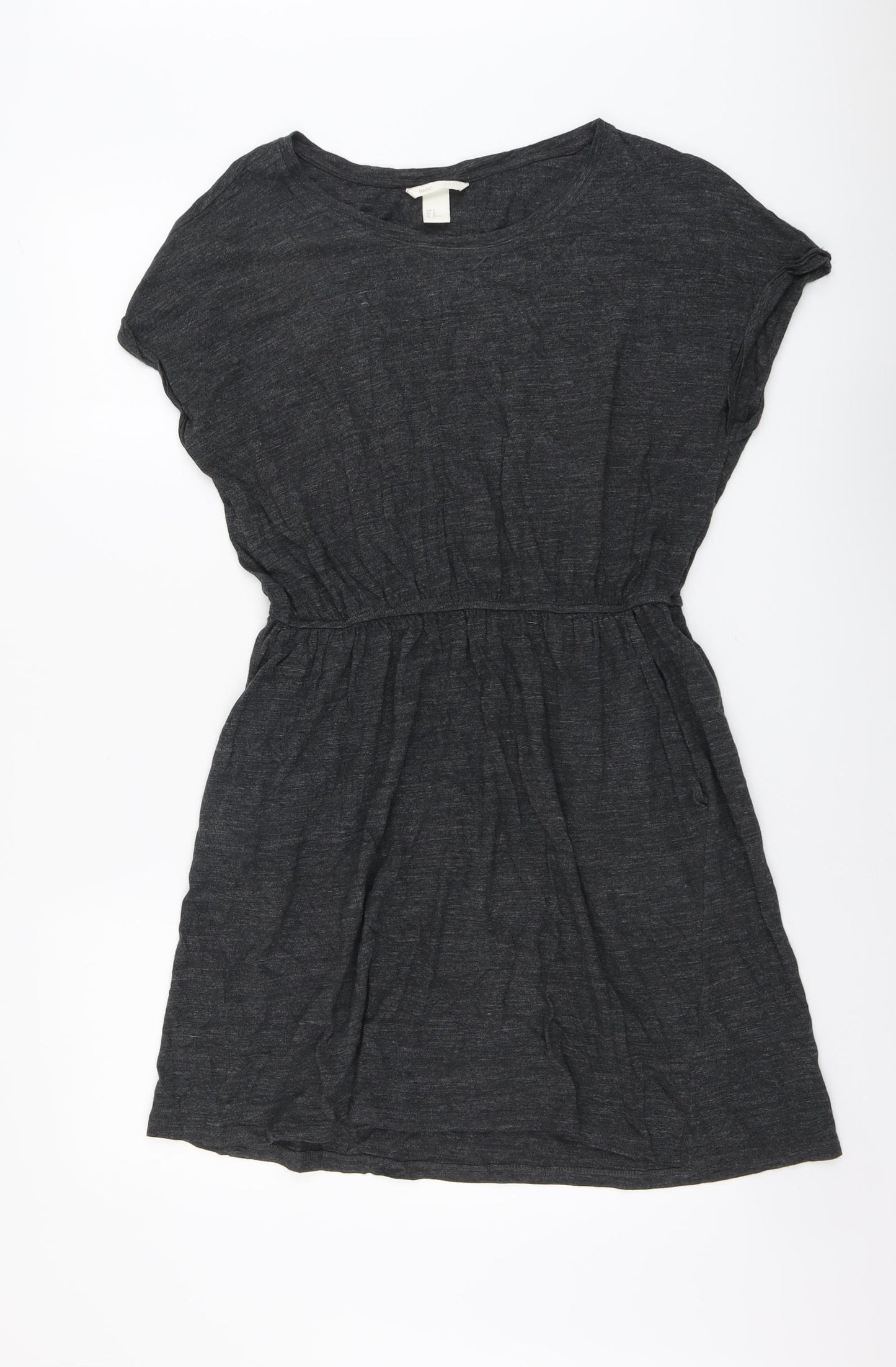 H&M Womens Grey Cotton T-Shirt Dress Size M Round Neck Pullover
