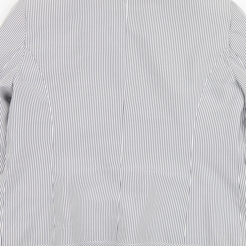 Marks and Spencer Womens Blue Striped Polyester Jacket Blazer Size 12