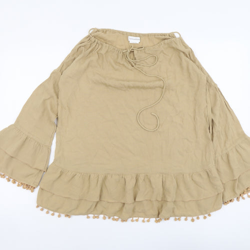 Love and Friends Womens Beige Viscose Basic Blouse Size XS Boat Neck