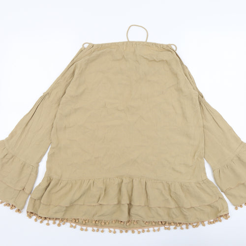 Love and Friends Womens Beige Viscose Basic Blouse Size XS Boat Neck