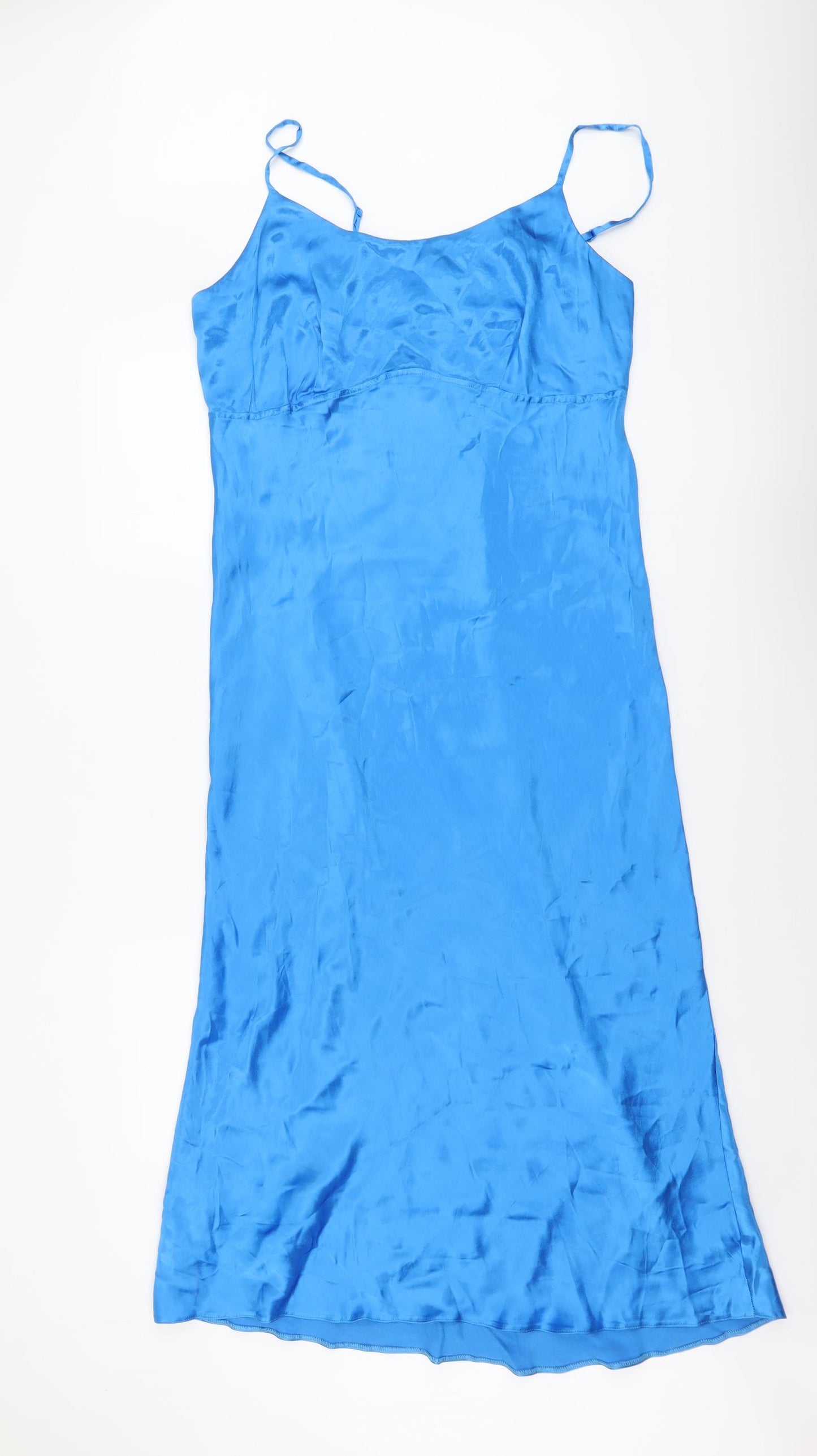 Primark Womens Blue Viscose Slip Dress Size 18 Round Neck Pullover