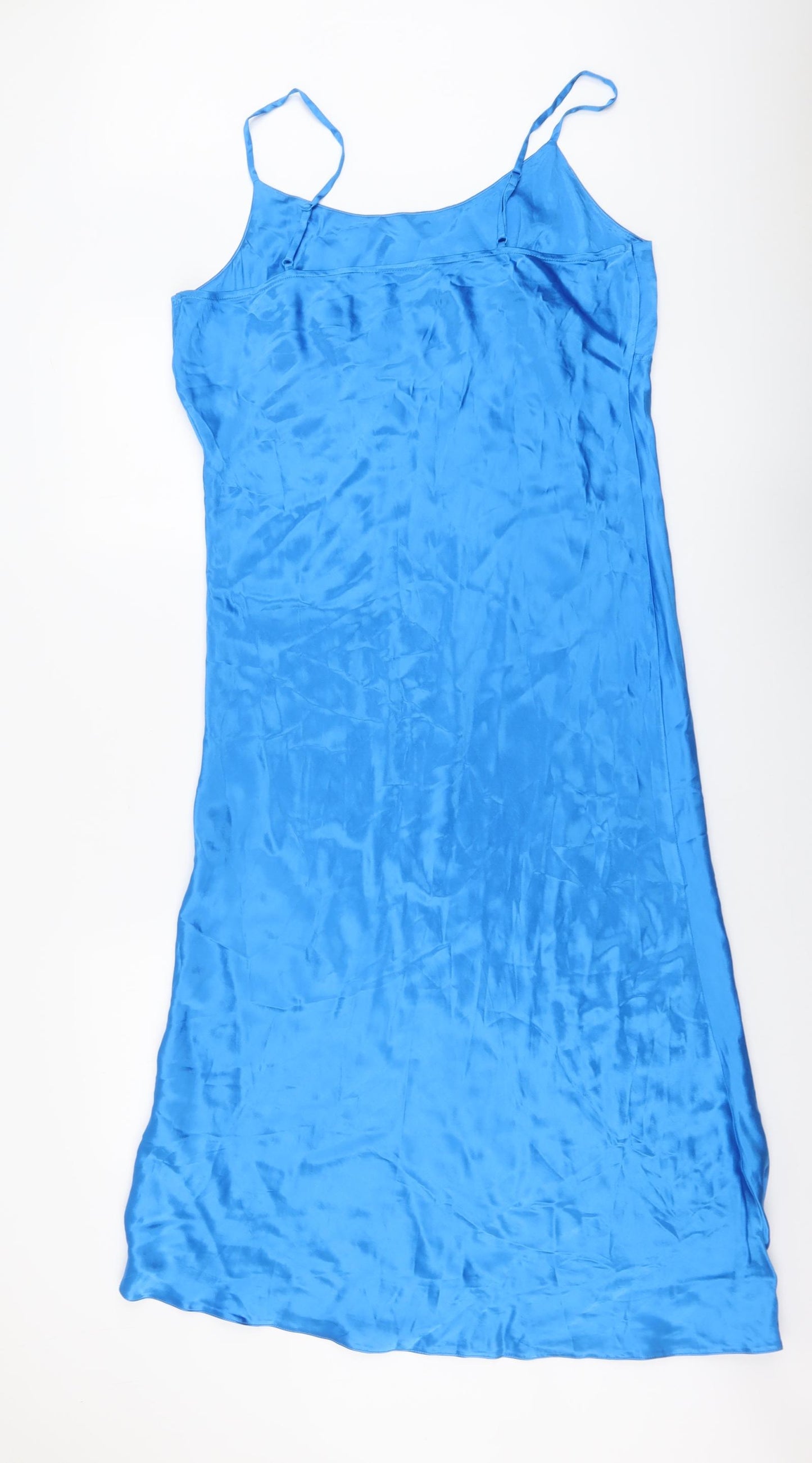 Primark Womens Blue Viscose Slip Dress Size 18 Round Neck Pullover