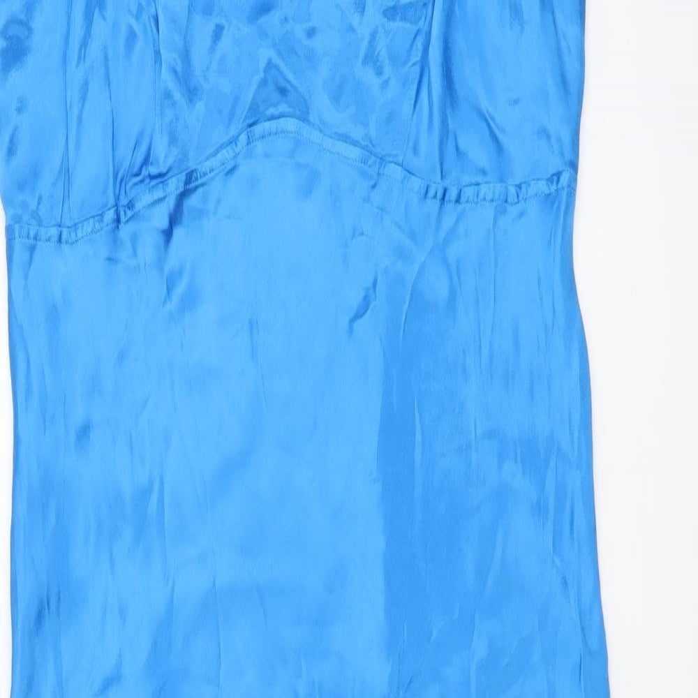 Primark Womens Blue Viscose Slip Dress Size 18 Round Neck Pullover