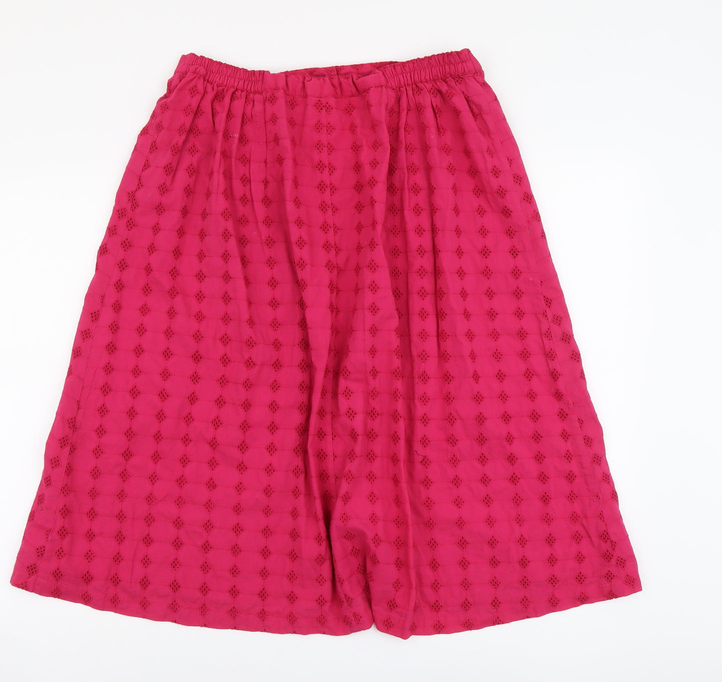 Cotton Traders Womens Pink Geometric Cotton A-Line Skirt Size 16 Button