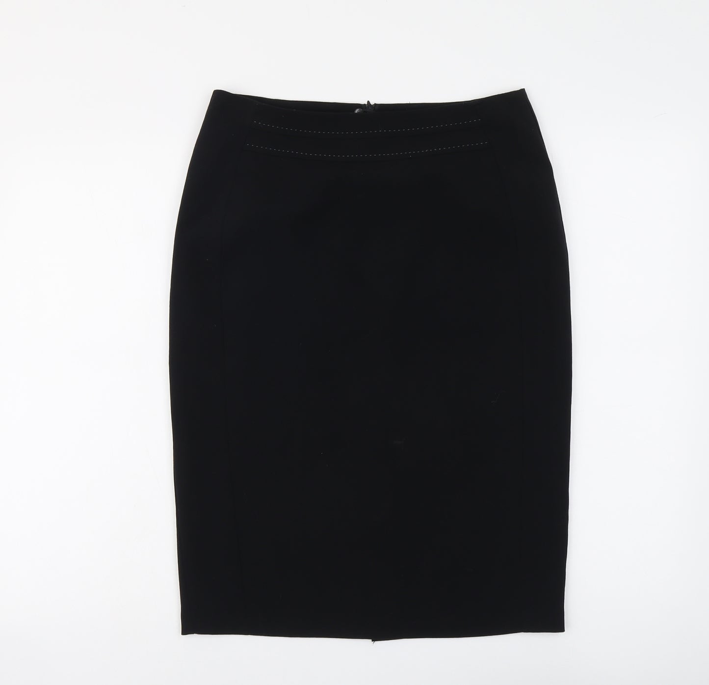 Marks and Spencer Womens Black Polyester Straight & Pencil Skirt Size 10 Zip