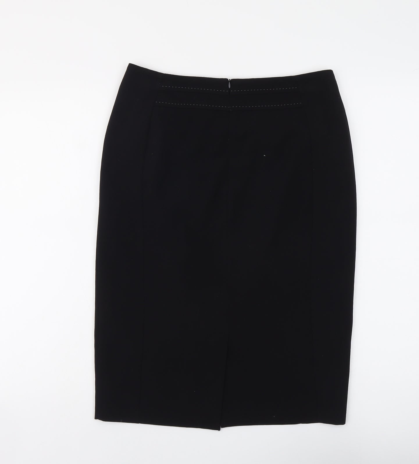 Marks and Spencer Womens Black Polyester Straight & Pencil Skirt Size 10 Zip