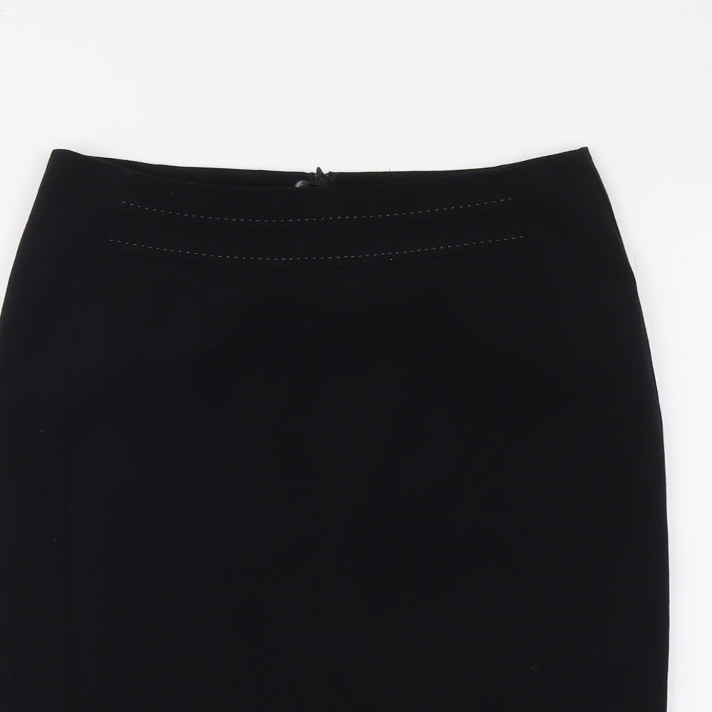 Marks and Spencer Womens Black Polyester Straight & Pencil Skirt Size 10 Zip